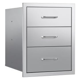 VEVOR Outdoor Kitchen Drawers 18.11"W x 23.23"D x 23.23"H, Triple-Access Stainless Steel BBQ Drawers with Handles