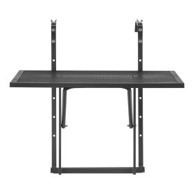 VEVOR Balcony Hanging Table, 19 x 24 in Metal Folding Balcony Railing Table, Outdoor Balcony Bar Table for Railings, 5-Level Adjustable
